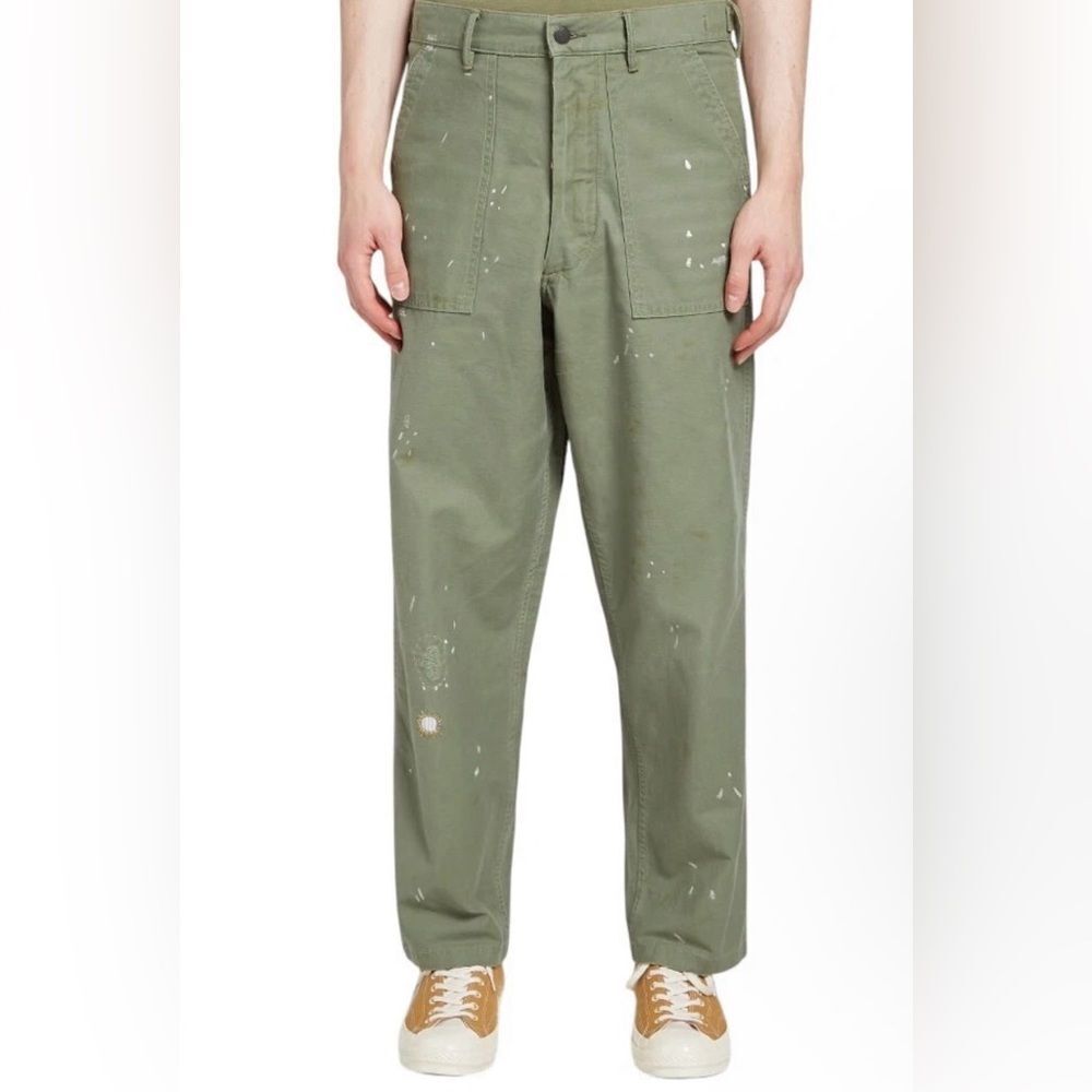 Polo Ralph Lauren Relaxed Fit Distressed Paint Splatter Army Utility Pants New